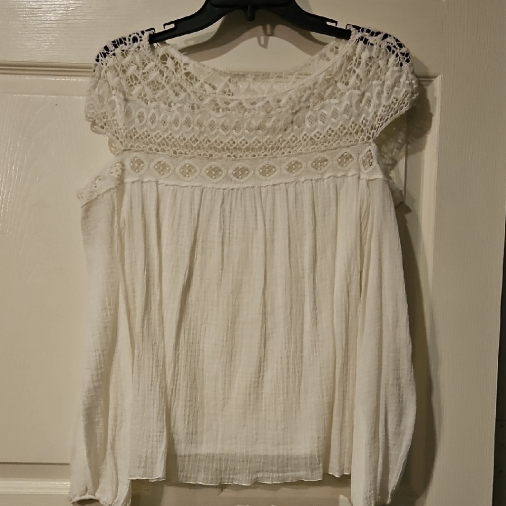 Bailey 44 White Ruffled Smocked Cropped Blouse